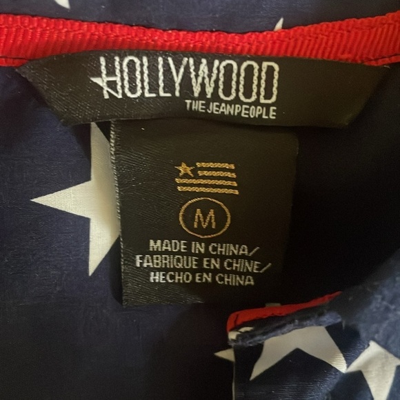 Red White Blue American Flag Stars Stripes Patriotic Short Sleeve Button Shirt M - Picture 3 of 6